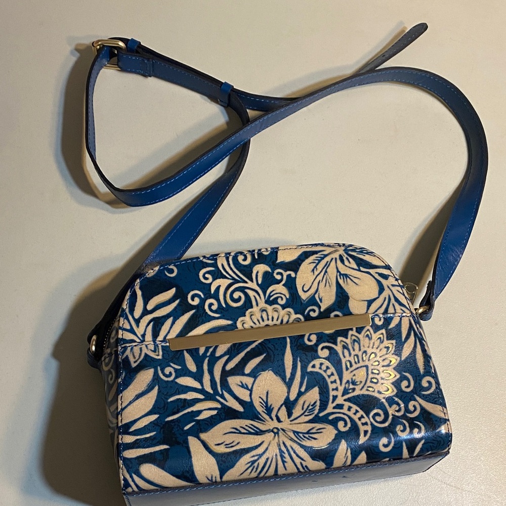 Patricia Nash Blue and Cream Floral Crossbody Bag